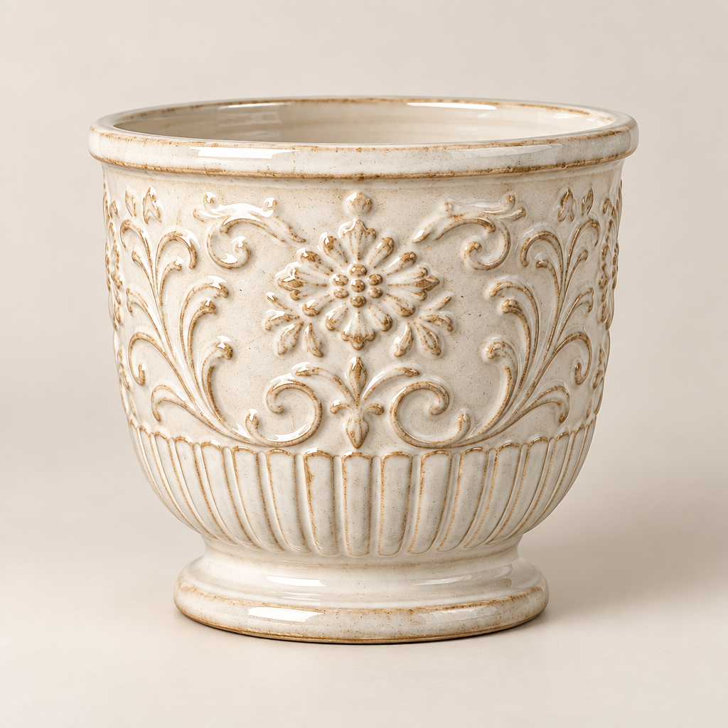 Zirevqo™ Vintage Embossed Ceramic Planter image 01