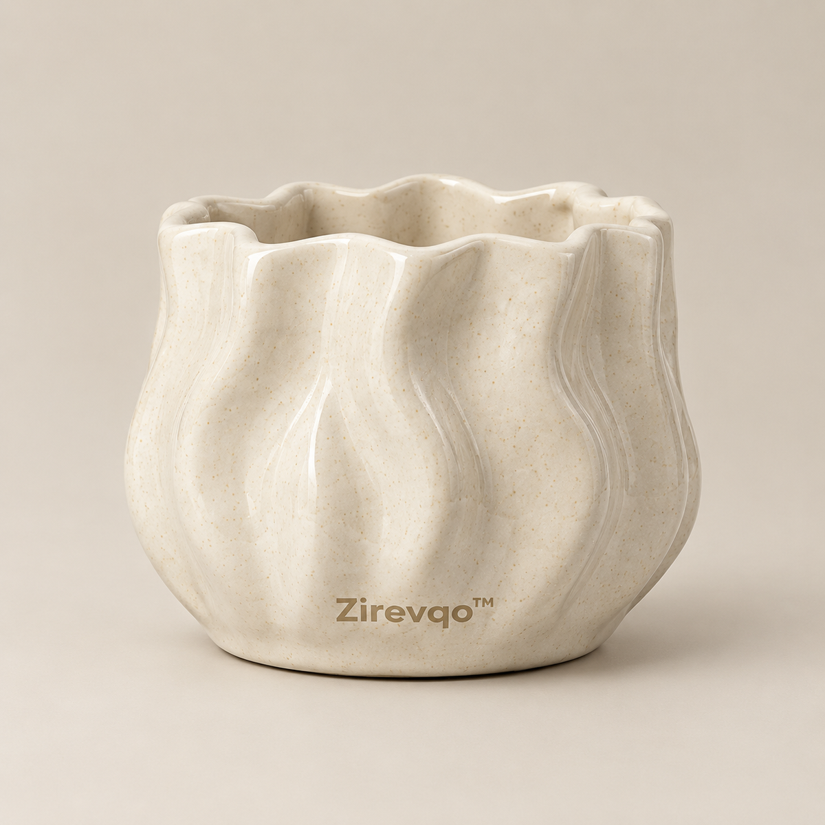 Zirevqo™ Irregular Ripple Ceramic Planter image 01