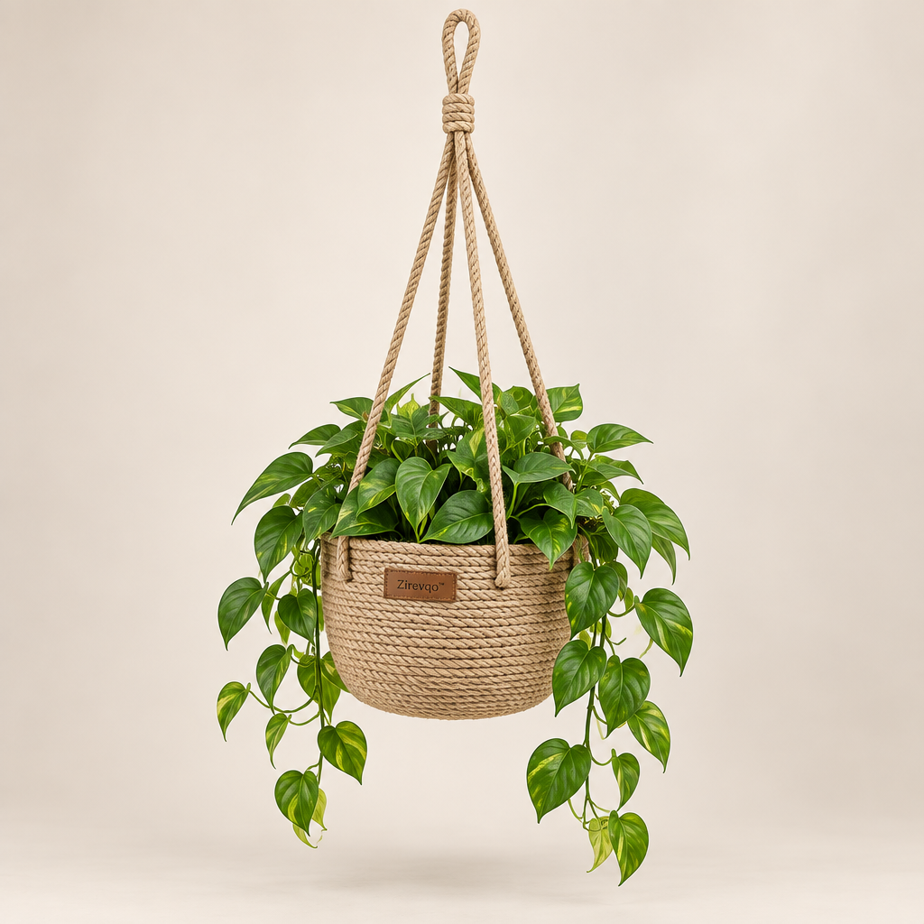 Zirevqo™ Woven-Rope Hanging Planter image 01